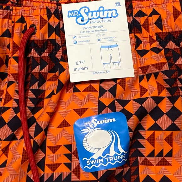 NWT Mr Swim - Swim Trunks - Multicolor Geometric Print - Inner Mesh Lined - Picture 6 of 9